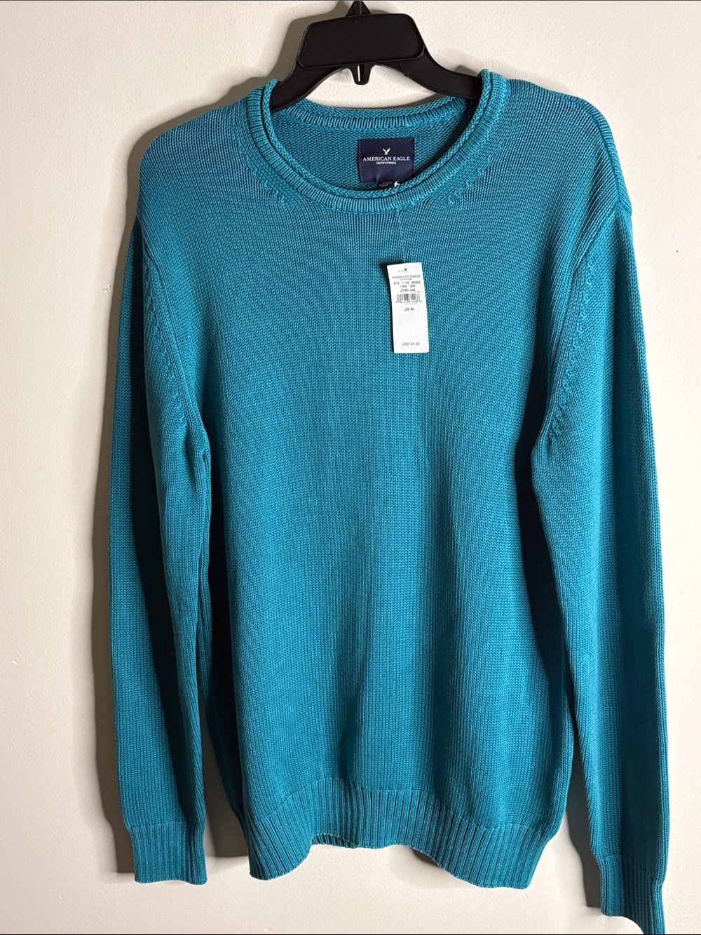 American Eagle Outfitters Men’s Teal Crewneck Sweater - Vibrant Teal